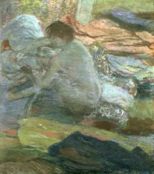 Siddende kvinde tørrer sine fødder, c.1893