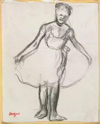 Standing Dancer Holding Tutu (kul på papir)