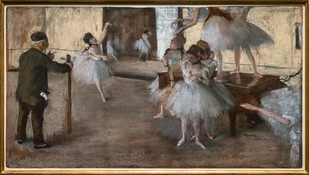 Danse lecon. Omkring 1876. Pastel på papir limer på pap.