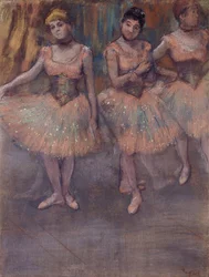 Tre dansere før øvelse, ca. 1880