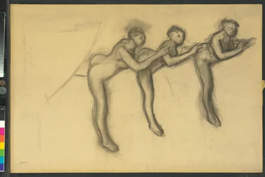 Tre dansere i strømpebukser, ca. 1895-1900