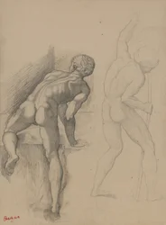 To nøgne mænd, 1856-57 (grafitblyant på mørkt cremepapir)
