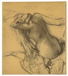 Kvinde tørrer sit hår, ca. 1890-95