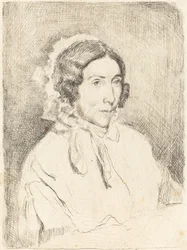 Kvinde i en flæsende kasket Dame agée, 18591860.