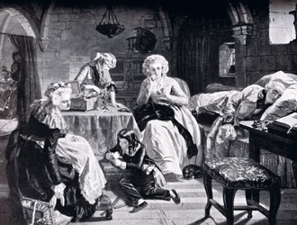 Ludvig 16. og hans familie i Château du Temple, fra „Nationernes historie“