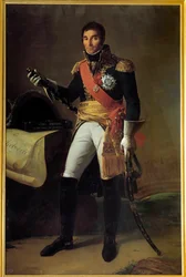 Portræt i foden af Andre Massena, hertug af Rivoli (1756-1817), Prins af Essling, Marechal of Empire Maleri af Edme Adolphe Fontaine (1814-1878) 1800-tallet søn. 2,15x1,4 m