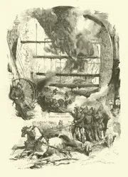 Brand i havnen i London (gravering)