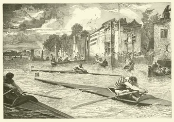 Roløb på Themsen ved Chelsea (gravering)