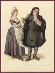 Portræt af Dorine og Tartuffe, ca. 1870 (akvarel)