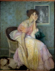 Portræt af Miss Ella Carmichael, guvernante for børn af kunstneren Maleri af Edmond Francois Aman Jean (Aman-Jean, Amand Jean, Aman-Jean