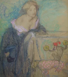 Kvinde med masken, 1911 (pastel på papir)