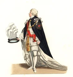 George Frederic Auguste (1727-1760), Prince of Wales, England 18. århundrede - Litografi baseret på en illustration af Edmond Lechevallier-Chevignard (1825-1902), fra "Costumes historiques des 16th"