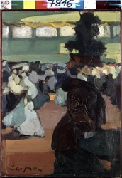Ved ballet (ved et bal). Maleri af Edmond Lemperor (1876-1909)