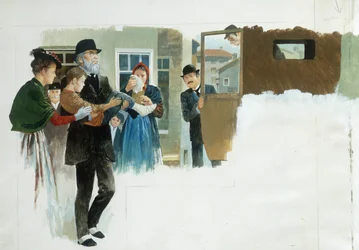 En ulykke, fra hjertet, af Edmondo De Amicis, tegning
