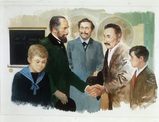 Trækulsmanden og herren, fra hjertet, af Edmondo De Amicis, tegning