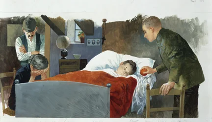 Den døende lille murer fra Hjertet af Edmondo De Amicis (1846-1908), tegning
