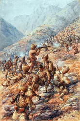 35. (sikh) regiment af bengalsk infanteri, Malakand Field Force, afstøder et angreb fra stammefolk