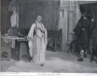 Lady Godiva og jarl Leofric, illustration fra »Hutchinson