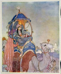 En prinsesse rider på en kamel