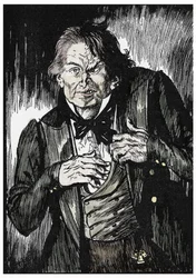 Hr. Hyde bliver efter at have taget modgiften til Dr Jekyll, Illustration af Edmund Joseph Sullivan (1869-1933) til romanen L