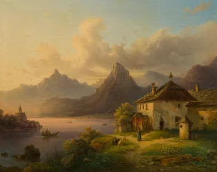 Landskab med en bjergsø