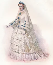 Kejserinde Eugénie i sin brudekjole, 1853, 1902