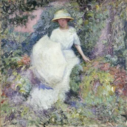 Pige med parasol (olie på lærred)