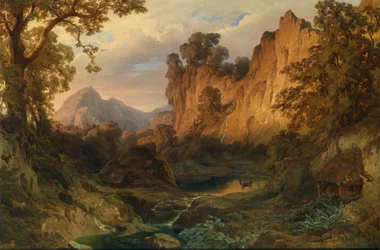 Edmund von Wörndle Romantisk landskab i aftenlys 1859