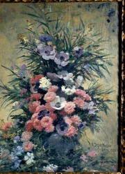 Buket af anemoner Maleri af Edouard Debat Ponsan (1847-1913). 1888. Rundvisninger, Museum for Skønne Kunster