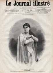 Portræt af Emma Calve (Rosa Noemie Emma Calvet de Roquet, dit) (1858-1942), fransk sopran - Indgravering af Navellier i "The Illustrous Journal" fra 1892