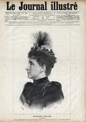 Portræt af Nellie Melba (Helen Porter Mitchell, dit) (1861-1931), australsk sopran - Indgravering af Navellier i "The Illustrous Journal" fra 1891