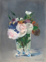 Blomster i en krystalvase. Omkring 1882
