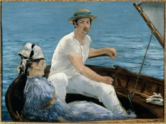 Med båd Maleri af Edouard Manet (1832-1883) 1874 søn. 0,97 X 1,30 m. New York. Metropolitan Museum