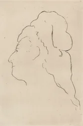 Eva Gonzales, profil drejet til venstre, 1870