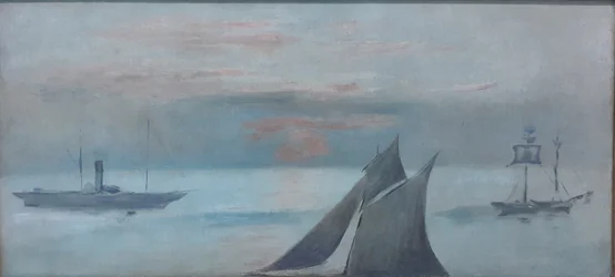 Fransk: Både på havet, solnedgang
