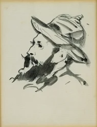 Head of a Man (Claude Monet) 1874 (pen og blækvask på papir)