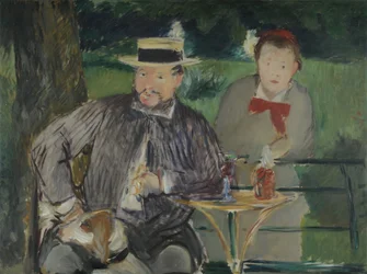 Portræt af Ernest Hoschedé med hans datter Marthe, ca. 1876