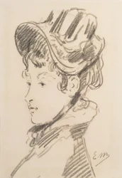 Portræt af Madame Jules Guillemet, ca. 1880 (sort kridt)