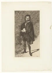 Portret af skuespilleren Philibert Rouvière i rollen som Hamlet Rouvière som Hamlet Den tragiske skuespiller