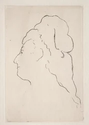 Profil af Eva Gonzales drejet til venstre, ca. 1869.