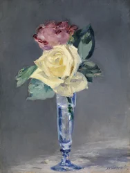 Roser i et champagneglas, ca. 1882 (olie på lærred)
