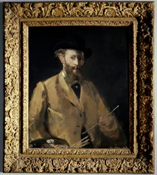 Selvportræt med palet Maleri af Edouard Manet (1832-1883) 1879 Privat samling