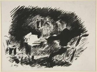 Under lampen, første illustration til Mallarmés oversættelse af Poes «Ravnen»
