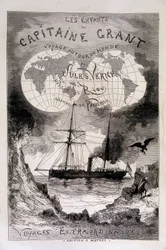 Frontispice "The Children of Captain Grant" af Jules Verne