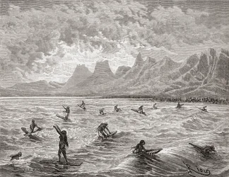 Hawaiians surfer, illustration fra 