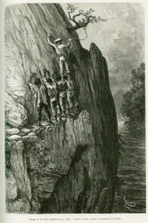 Passage af Infernalskrænten. Gravering af Riou, for at illustrere historien Journey in the Pilcomayo Delta og fra Buenos Aires til Sucre