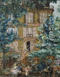 Facade af huset på pladsen (olie på lærred)