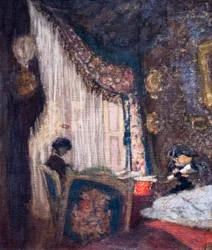 Madame Hessel og Madame Aron syr i salonen på Ormesson, ca. 1902 (olie på lærred)