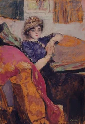 Mlle. Nathanson i kunstnerens studie, ca. 1912 (olie på bord)