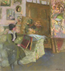 Model på en grøn sofa; Le modele au divan vert, 1915